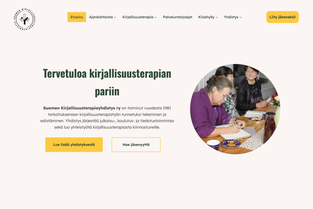 Uuden sivuston etusivunäkymä