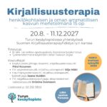 Tulossa: KITE1 Kirjallisuusterapia henkilökohtaisen ja oman ammatillisen kasvun menetelmänä (15 op) 20.8.–11.12.2027 Turun kesäyliopisto